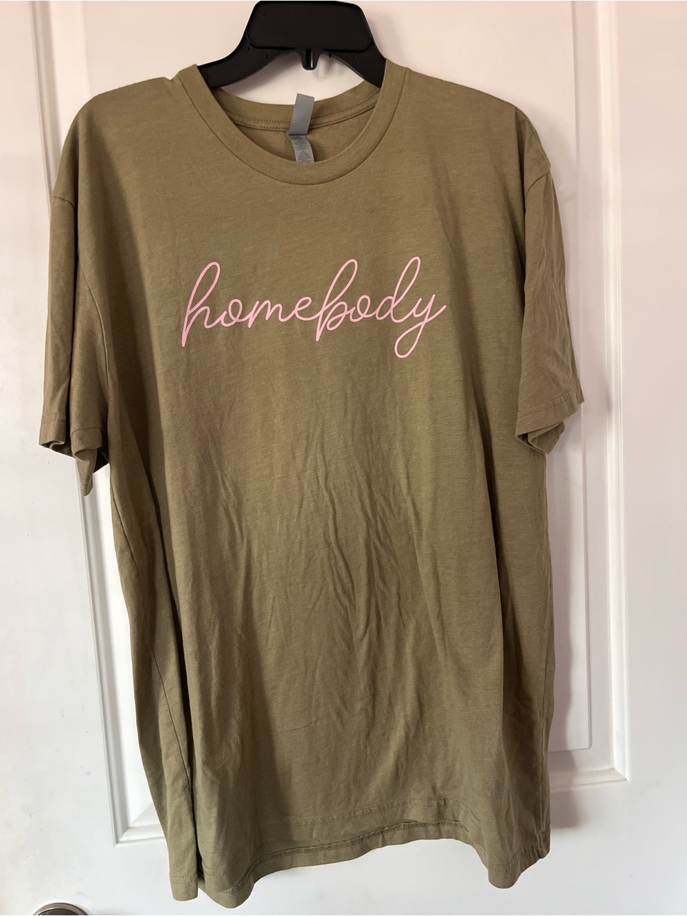 Homebody Next Level Apparel Olive Tee with Pink Script